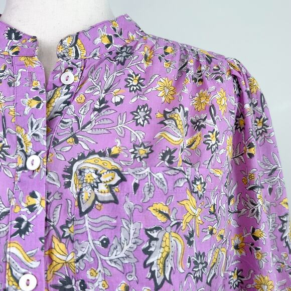 dRA Los Angeles Lilac Floral Block Print Cotton Midi Dress - Picture 4 of 12
